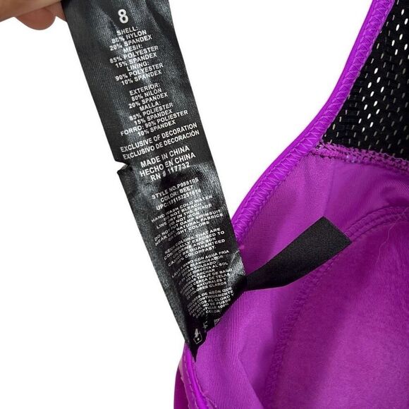 ZeroXposur Tickle High Neck Mesh Racerback One Piece Swimsuit Purple 8 - Picture 6 of 7